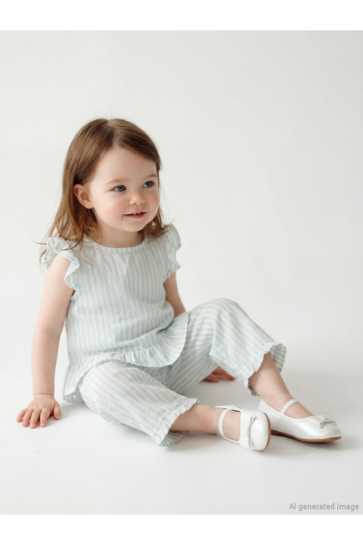 LC Waikiki Blue Ruffled Baby Girl Muslin Blouse and Pants