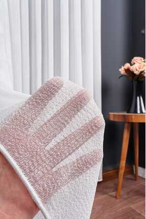 Vefa Home Tekstil Tül Perde İnce Çizgili Etek Kurşunlu Pilesiz [1X1]