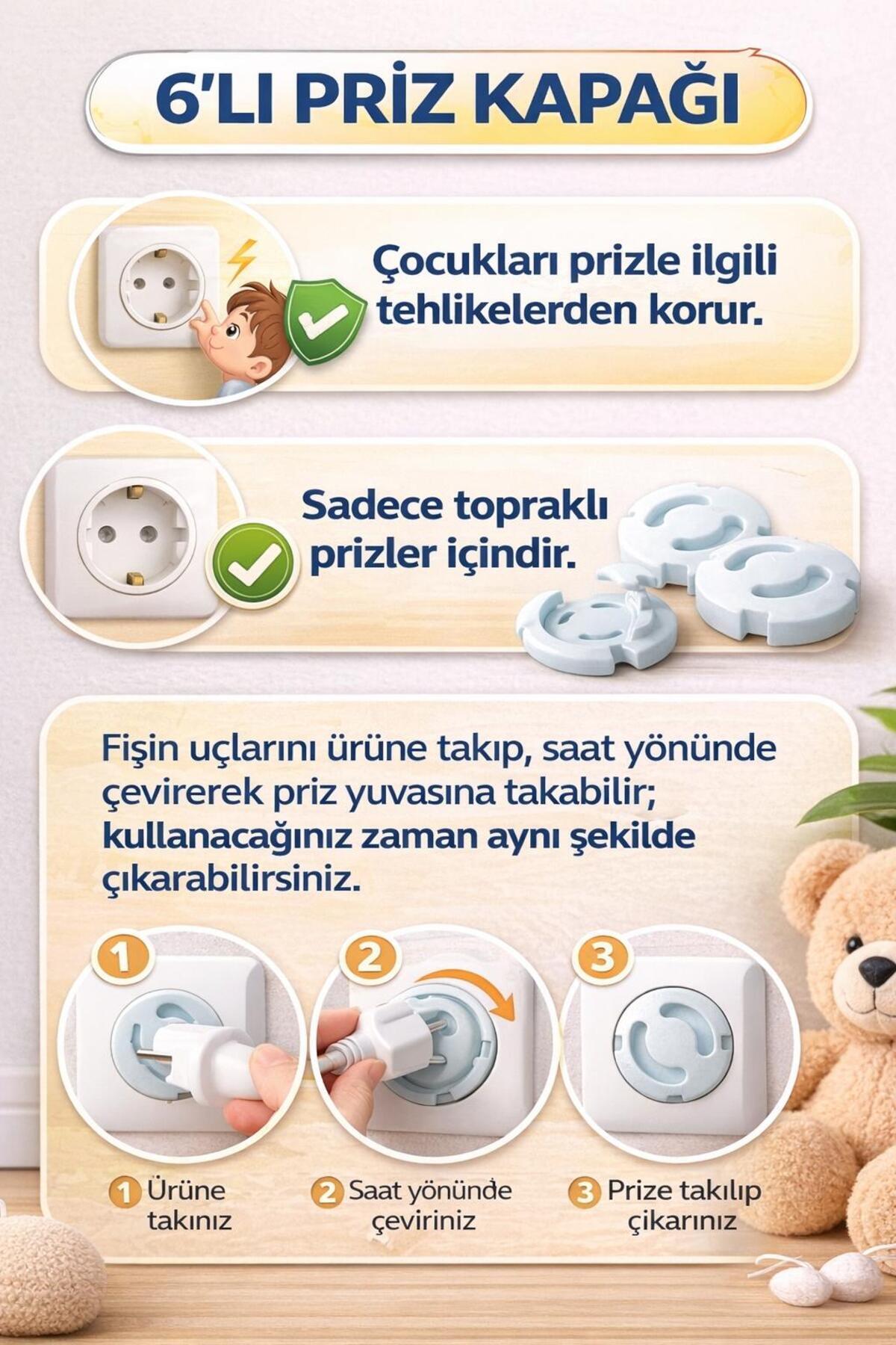 Asude Çocuk Koruma Priz Kapağı – Bebek Güvenliği İçin Elektrik Koruyucu fotoğrafı 3 (önizleme)