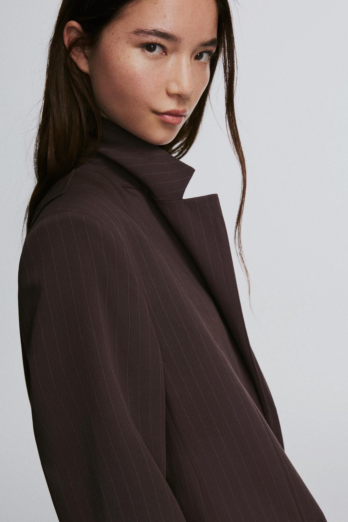 Bershka  Çizgili kruvaze blazer - Görsel 3