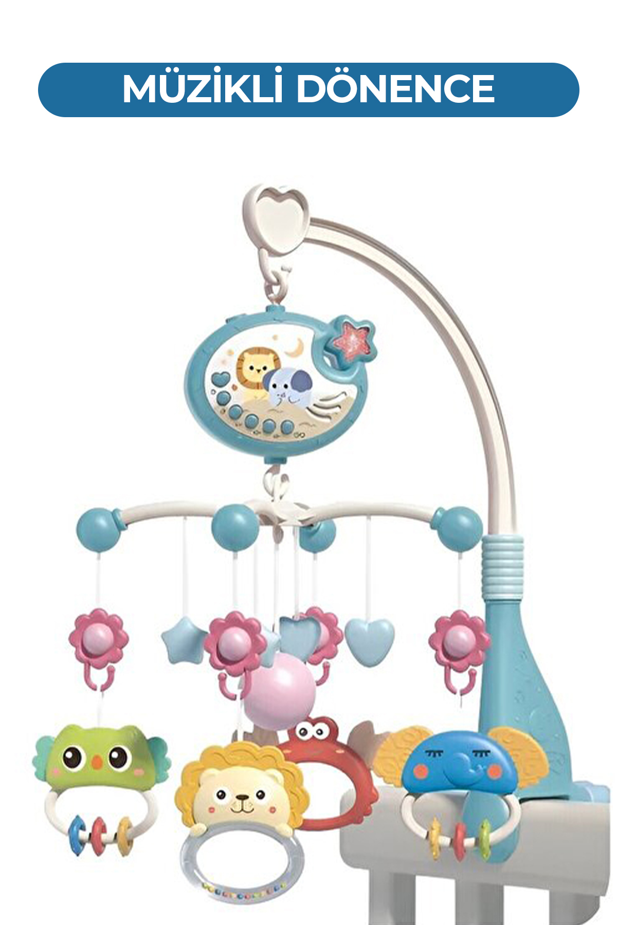 ROZİTOYS Işıklı Müzikli Kumandalı Bebek Dönencesi Mavi fotoğrafı 6 (önizleme)