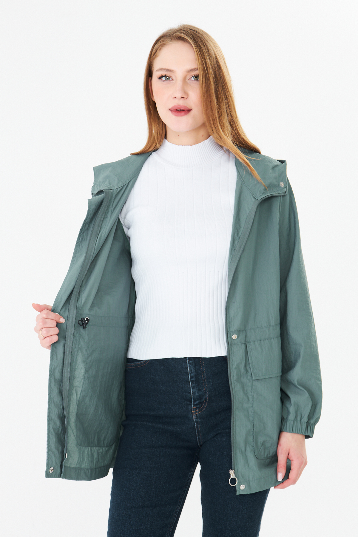 PIQUE  KADIN YAĞMURLUK Beli Ayarlanabilir Kapüşonlu Yağmurluk - Görsel 7