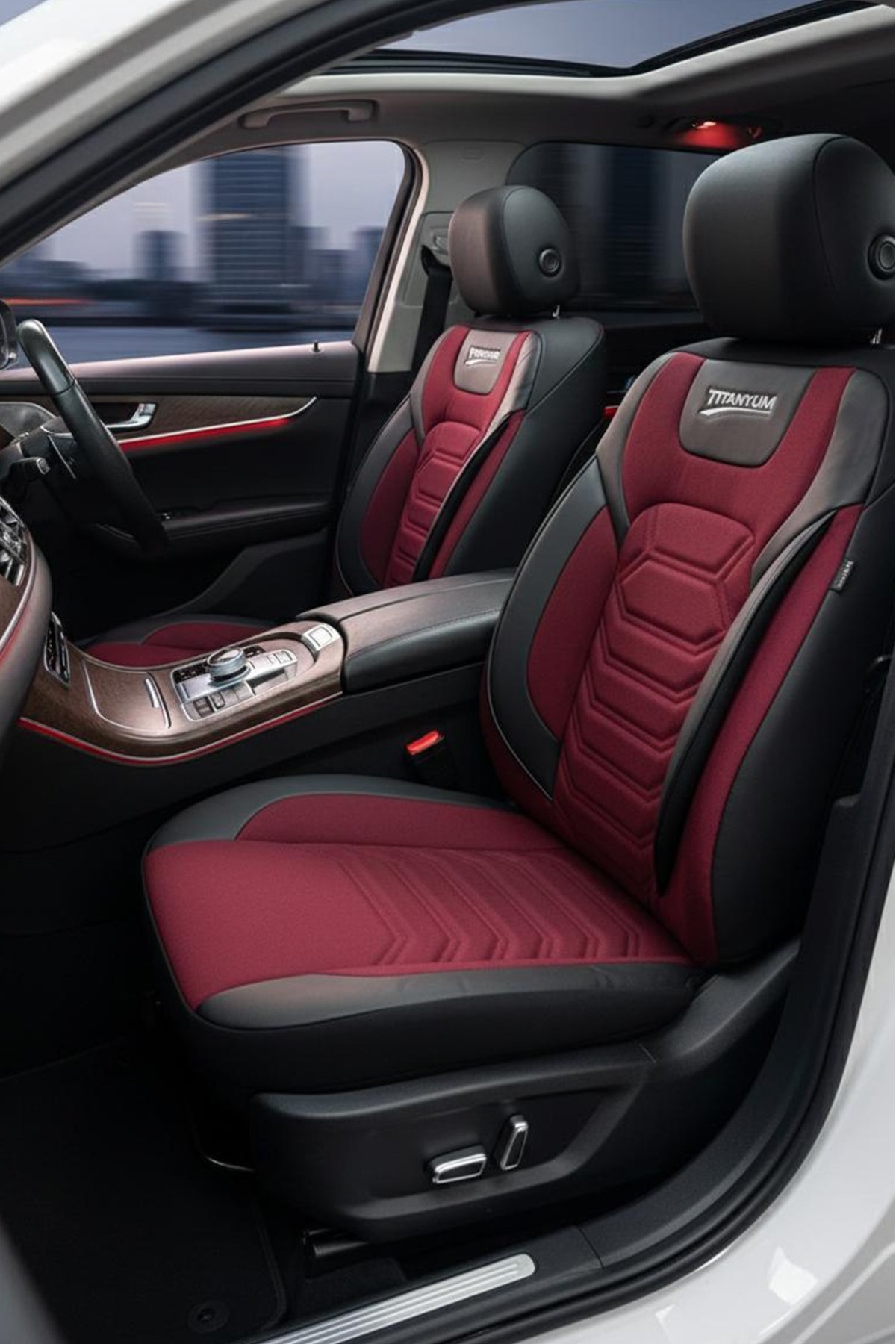 GM-DESIGN Titanyum Serisi Lüks Keten Üniversal Oto Koltuk Kılıfı - 5 Koltuk Tam Set
