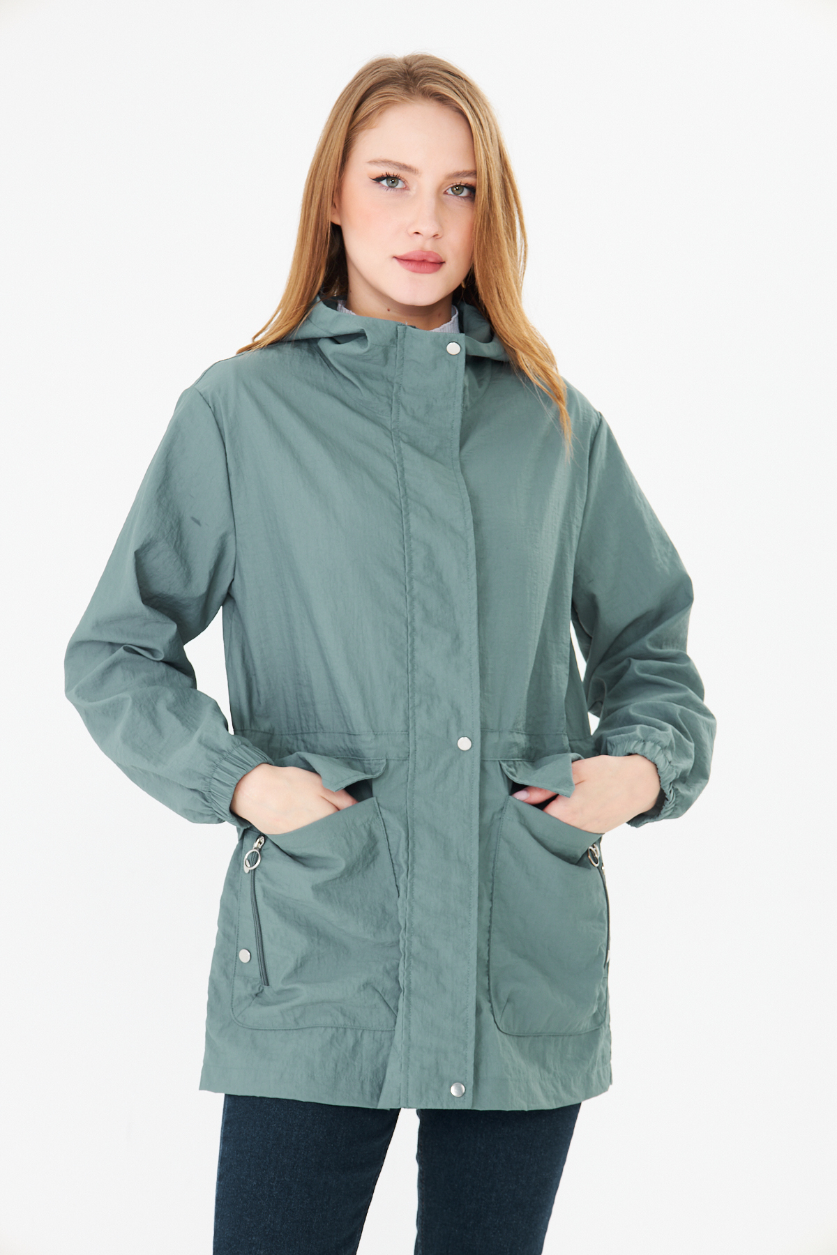 PIQUE  KADIN YAĞMURLUK Beli Ayarlanabilir Kapüşonlu Yağmurluk - Görsel 5