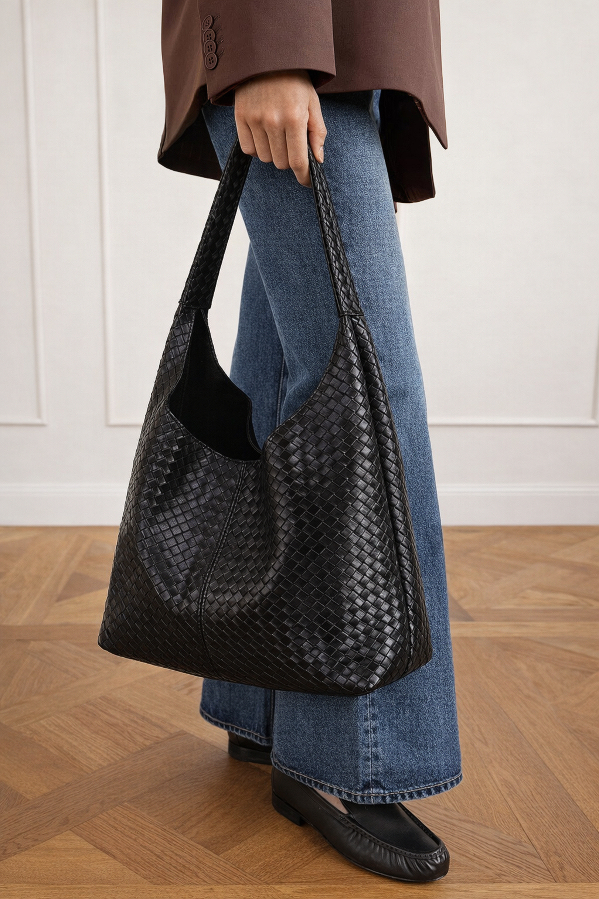 Knit Black Shopper Vintage Bag 284