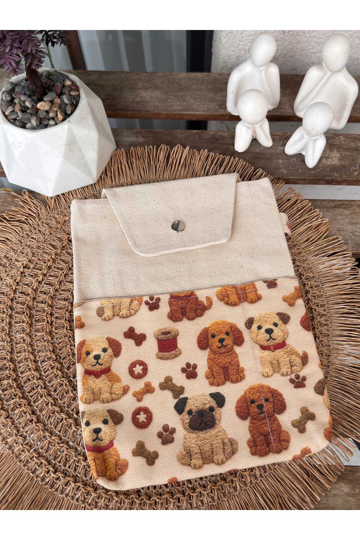 Handmade Canvas Fabric, Multi-Purpose, 9-Inch Compatible Tablet with Snap Fastener,Laptop,Book Bag