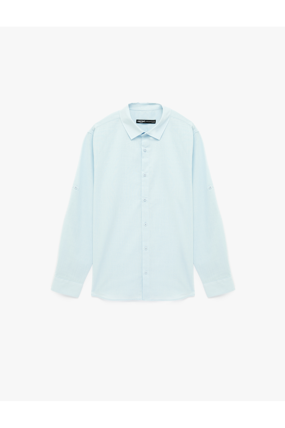 کوتون پیراهن آستین بلند نخی یقه کلاسیک معمولی فیت