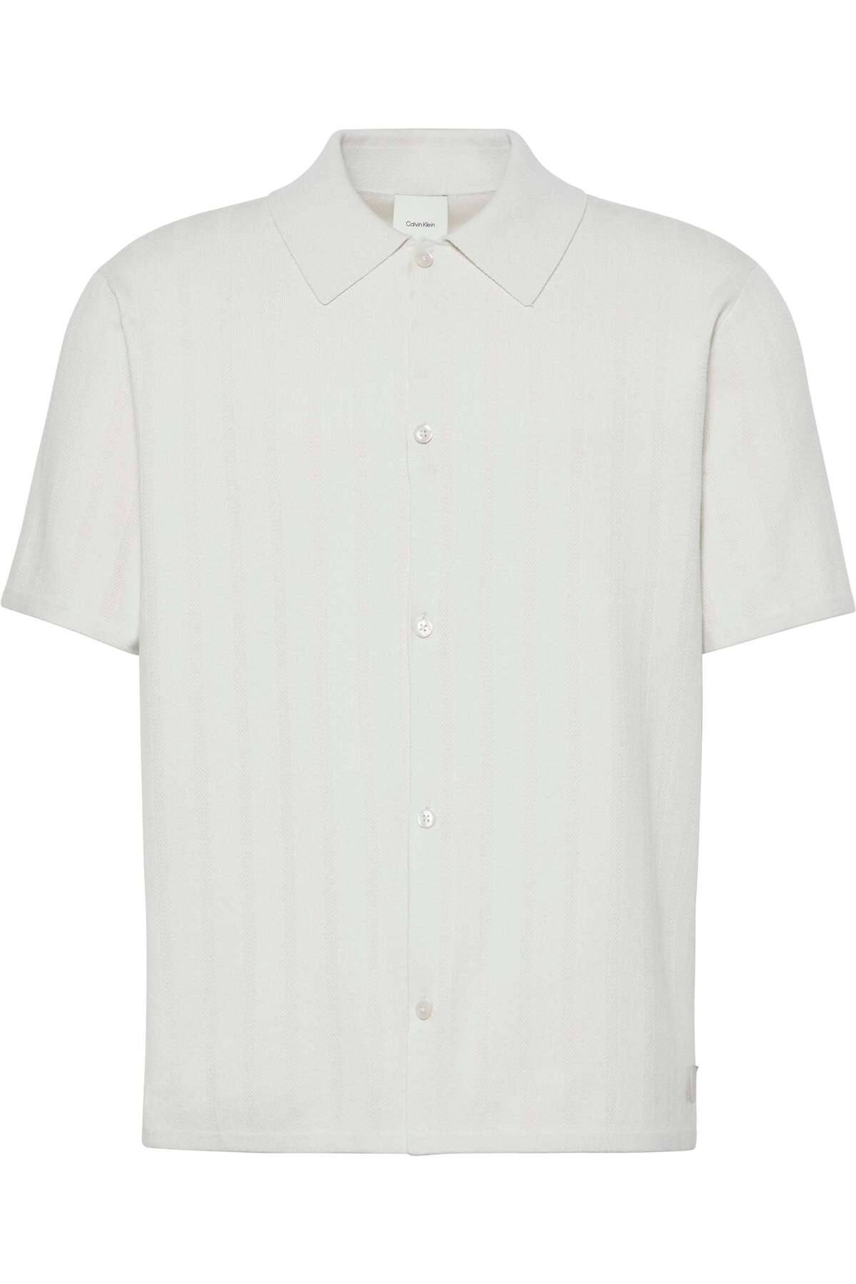کلوین کلاین تی‌شرت و پولوشرت مردانه سفید طرح ژاکارد مشکی SS، مدل CJH