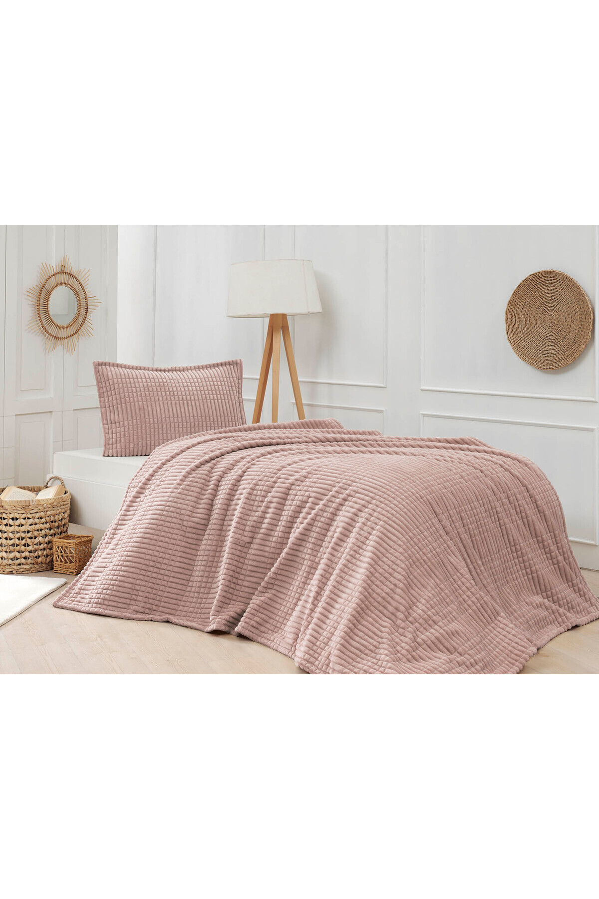 Modern Line 2-Piece Blanket Set - Blush