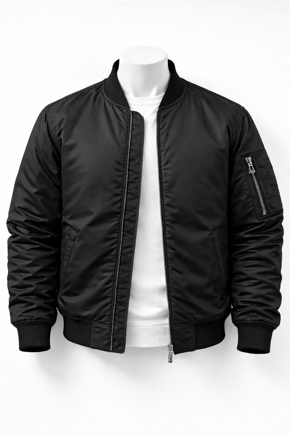 Unisex Peluş Yakalı Basic Bomber Ceket – Çift Cepli Kolej Stili