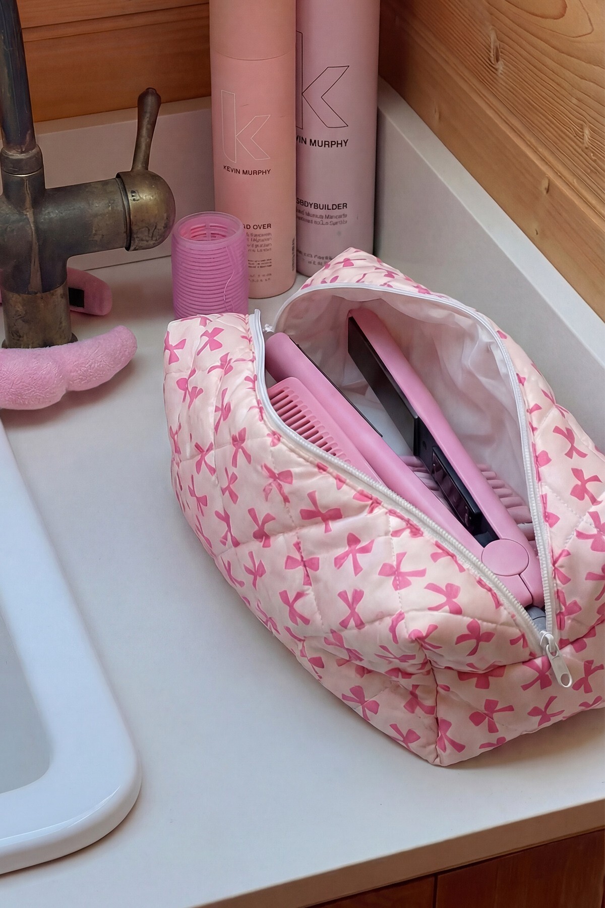 Pinkly Tüm Saç Şekillendirici İçin Xl Boy Çanta Seyahat Çantası — صورتی BHT-4234 — تصویر 2 از 3
