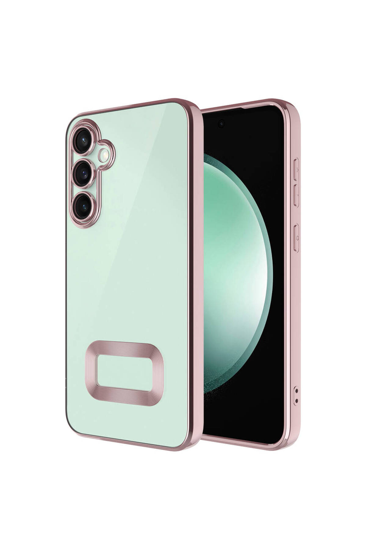 Galaxy S23 FE Kılıf Kamera Korumalı Logo Gösteren NXAR Omega Kapak - Rose Gold