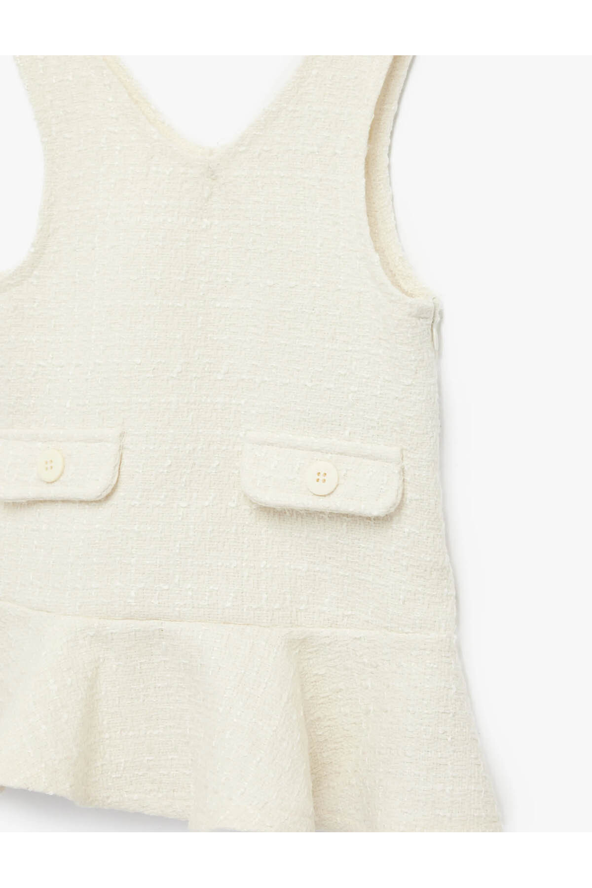 Koton Kolsuz V Yaka Jile Ekru Kız Bebek Elbise 6SMG80064AW fotoğrafı 3 (önizleme)