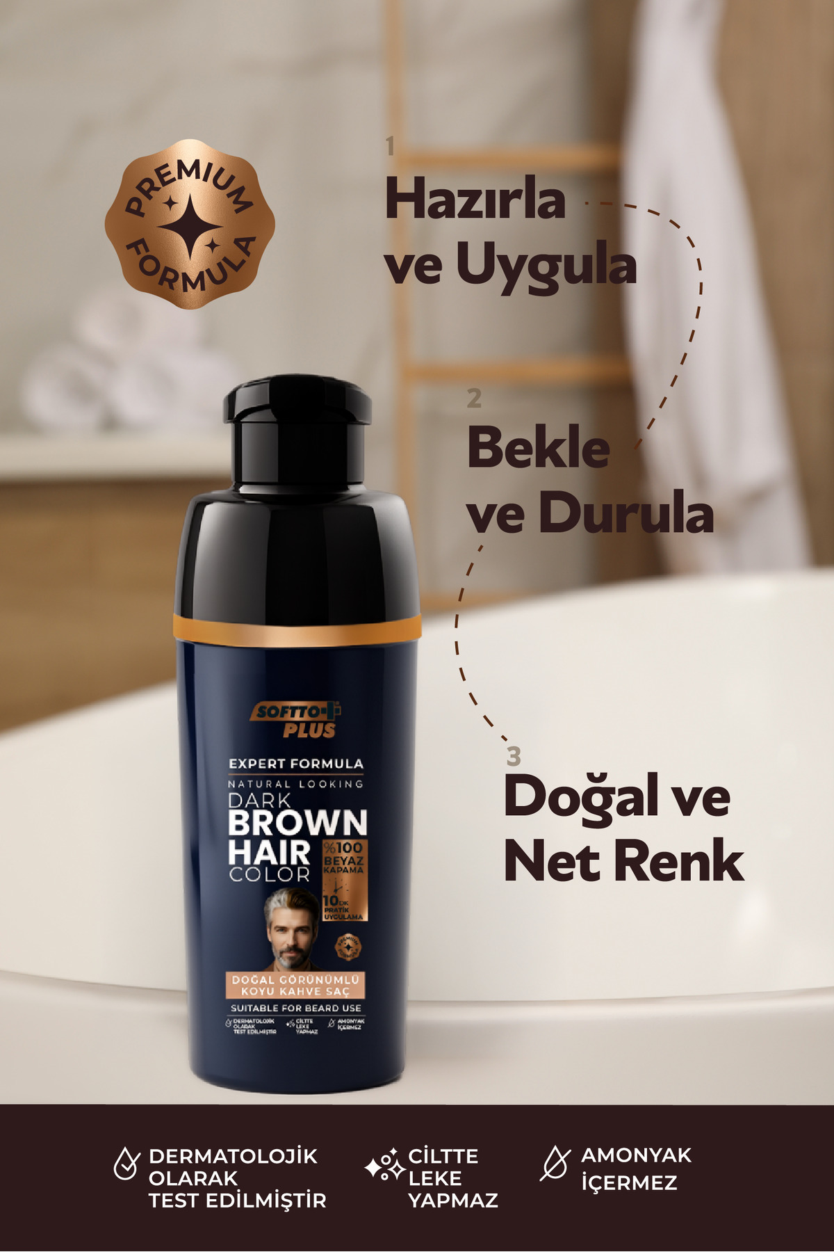 Expert Men Dark Brown Hair Color – Koyu Kahve / Geliştirilmiş Formül / Doğal Görünüm - Ürün görseli