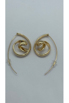 Store Kadın Gold Spiral Tasarım Küpe - Modernist Sarmal Geometrik Küpe