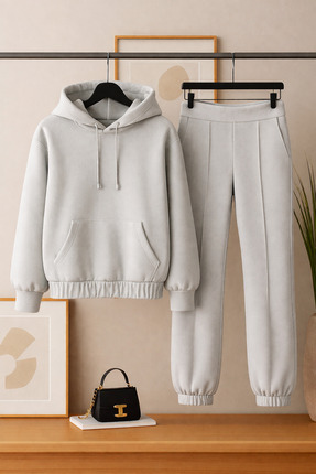 ASSEL Kadın Erkek Trend Model Çiftlere Özel 3 Iplik Oversize Kışlık Kalın Eşo...