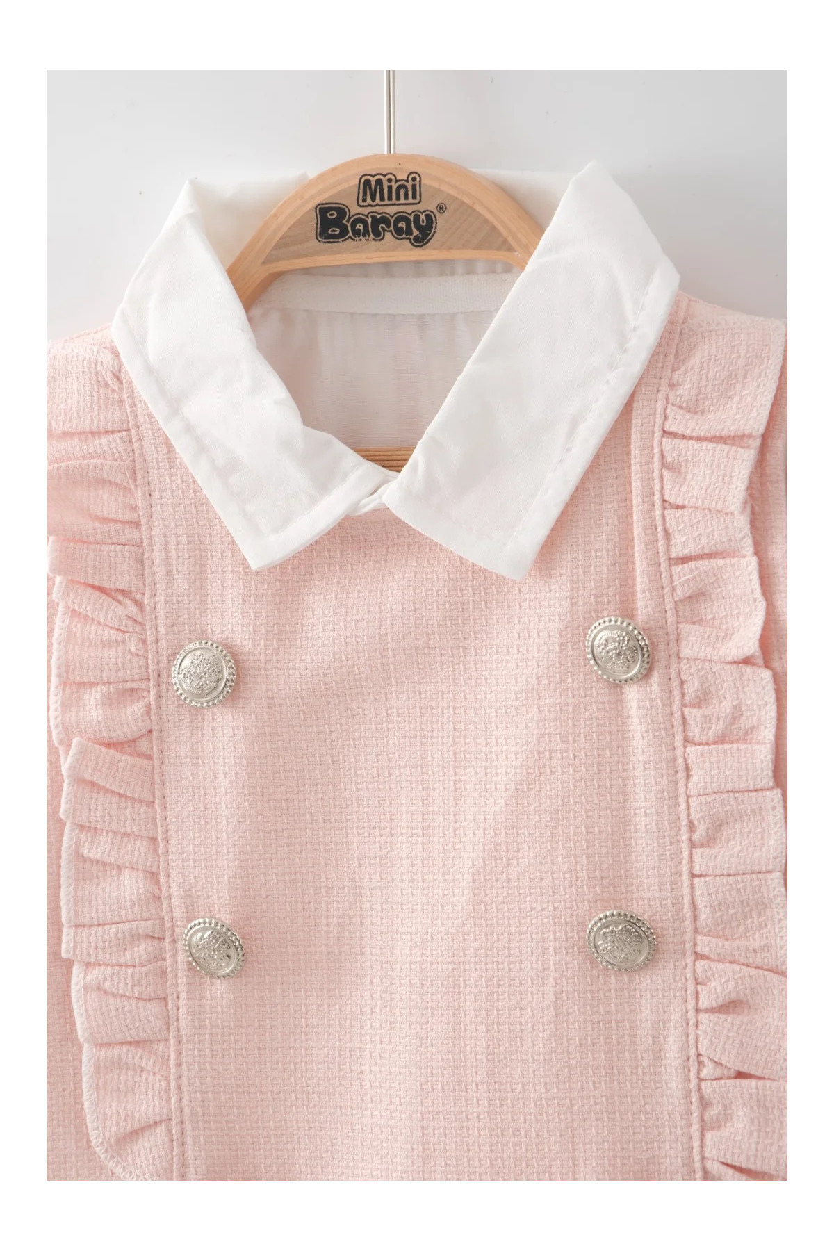 Mini Baray Kız Çocuk Stil Tüvit Yelek ve Şort Takım - Somon fotoğrafı 3 (önizleme)