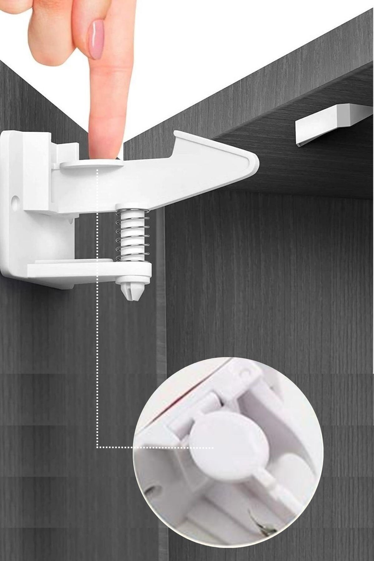 Leyaton BUFFER® Bebek Çocuk Güvenliği Korumalı Yapışkan Çekmece ve Dolap İçin Tutucu Gizli Güvenlik Kilidi L fotoğrafı 6 (önizleme)