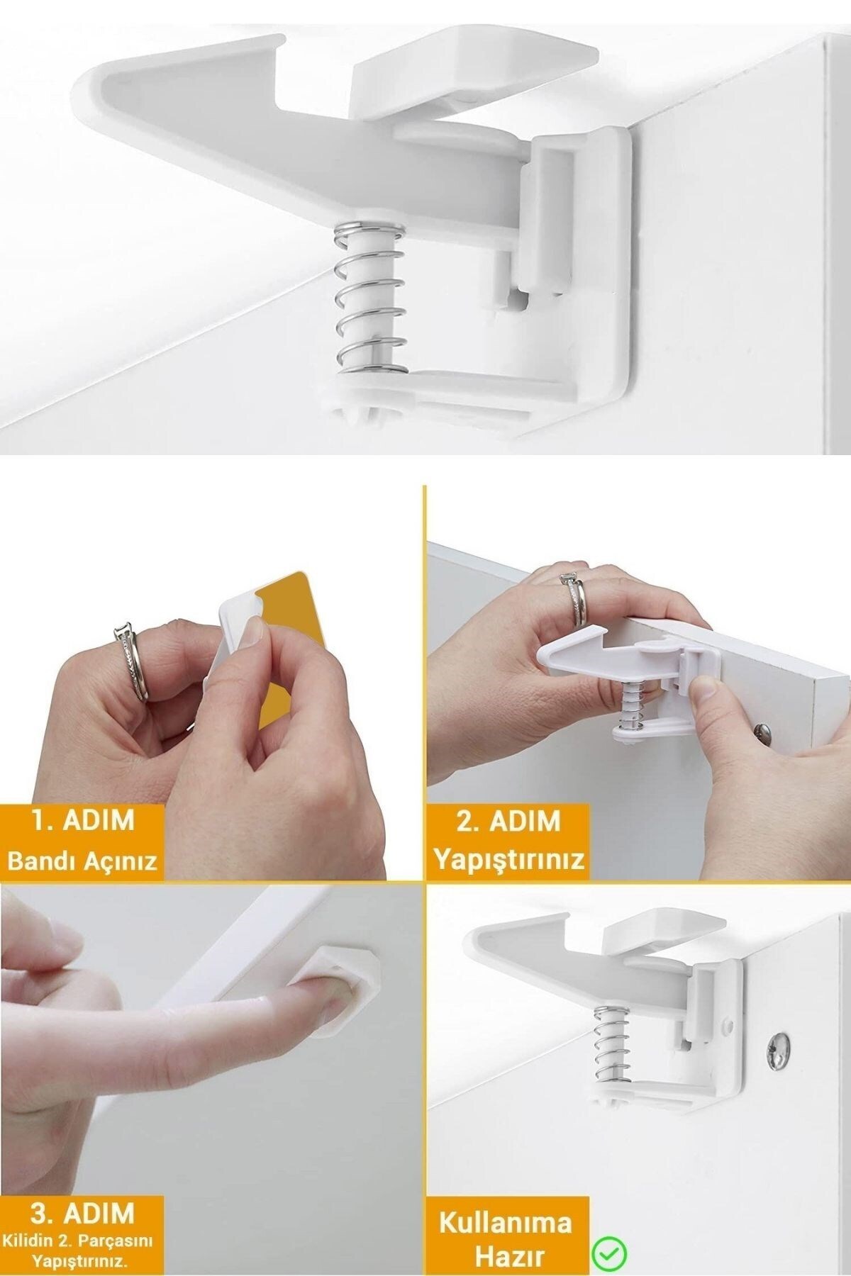 Leyaton BUFFER® Bebek Çocuk Güvenliği Korumalı Yapışkan Çekmece ve Dolap İçin Tutucu Gizli Güvenlik Kilidi L fotoğrafı 7 (önizleme)