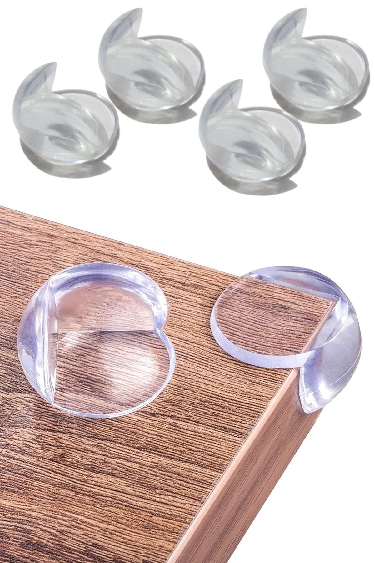 Leyaton BUFFER® Bebek Çocuk Yumuşak ve Esnek Dairesel Şeffaf Yapışkanlı Güvenlik Köşe Koruyucu (4 Adet) RVRY fotoğrafı 7 (önizleme)