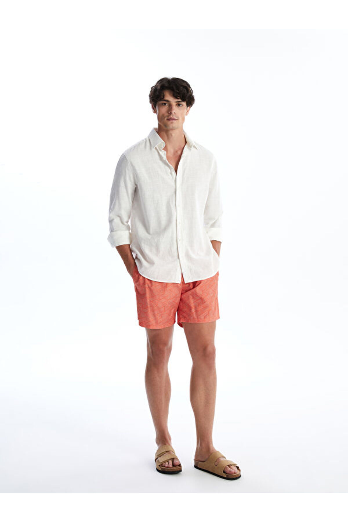 LC Waikiki Esvab • Modern & Distinctive Knee-Length Embroidered Men's Swim Shorts