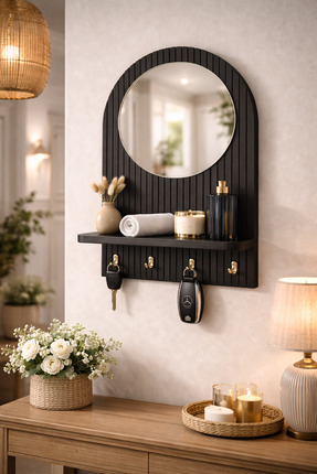 Trend Kitchen Elano Premium Gold Askılı Anahtarlık & Raflı Duvar Organizeri V...