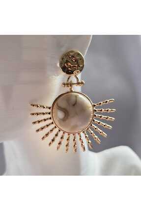 MY ESTA JEWELRY GÜNEŞ FORMLU RENKLİ DEKORATİF TAŞ DETAYLI KÜPE