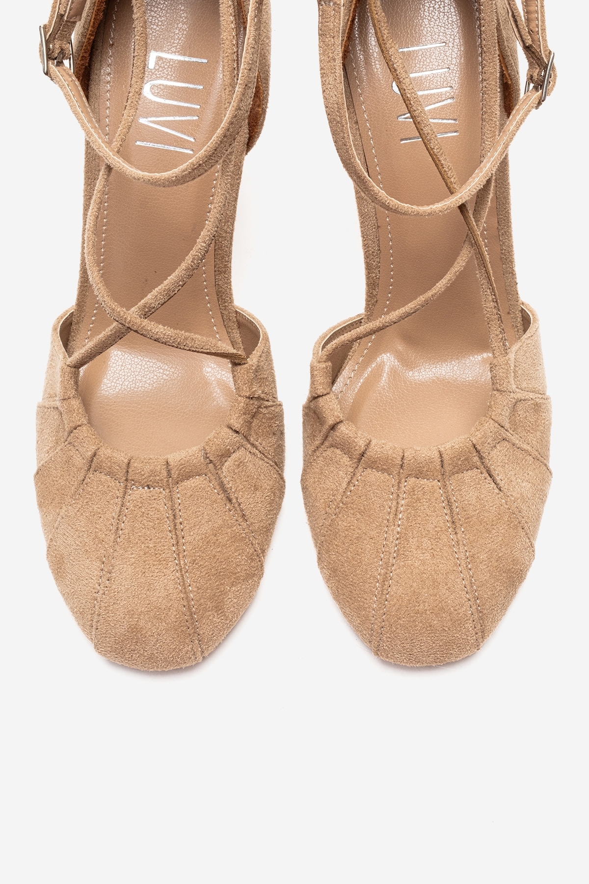 luvishoes  ELIZA Bej Süet Kadın Topuklu Ayakkabı - Görsel 2