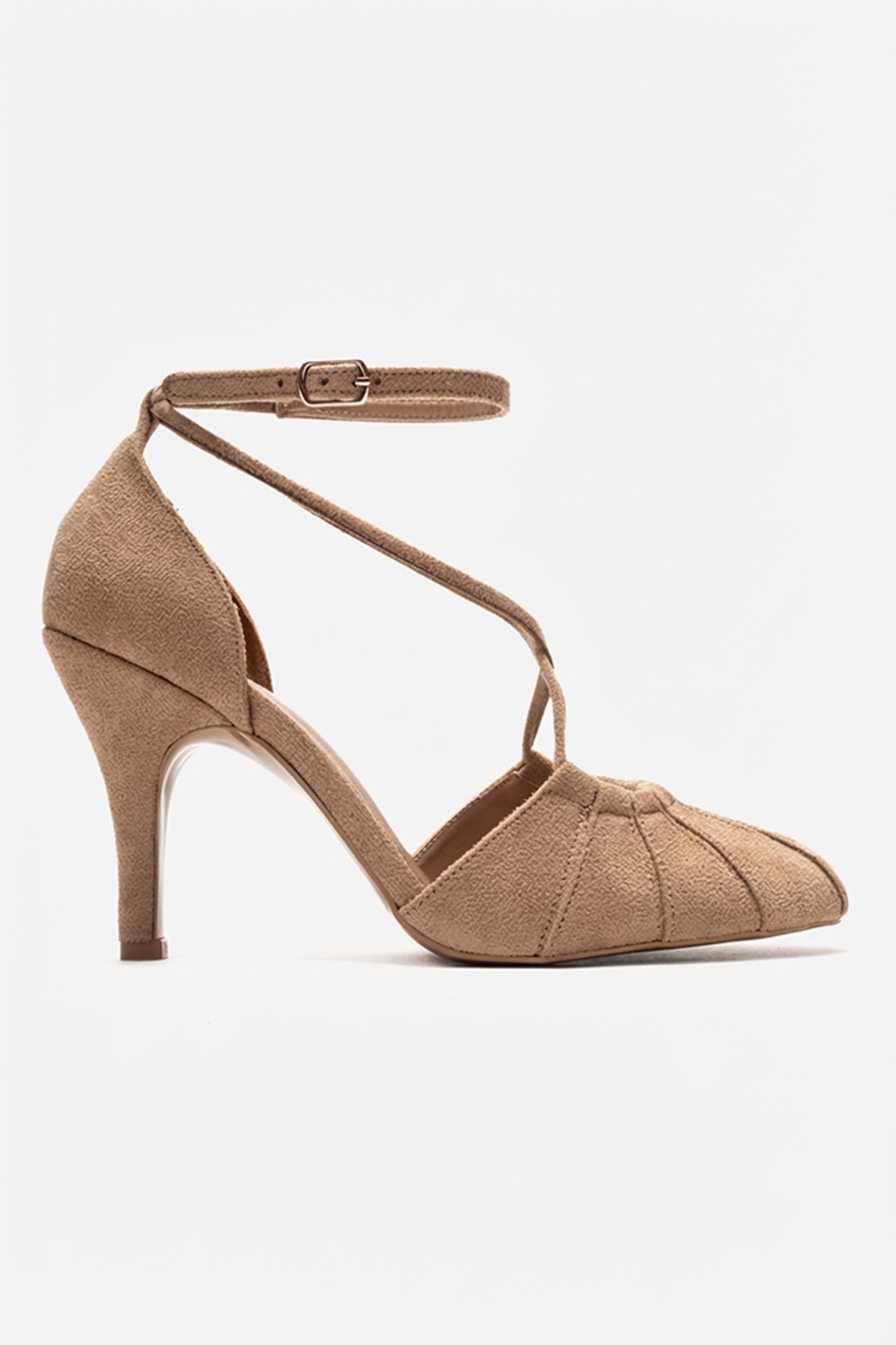 luvishoes  ELIZA Bej Süet Kadın Topuklu Ayakkabı - Görsel 6