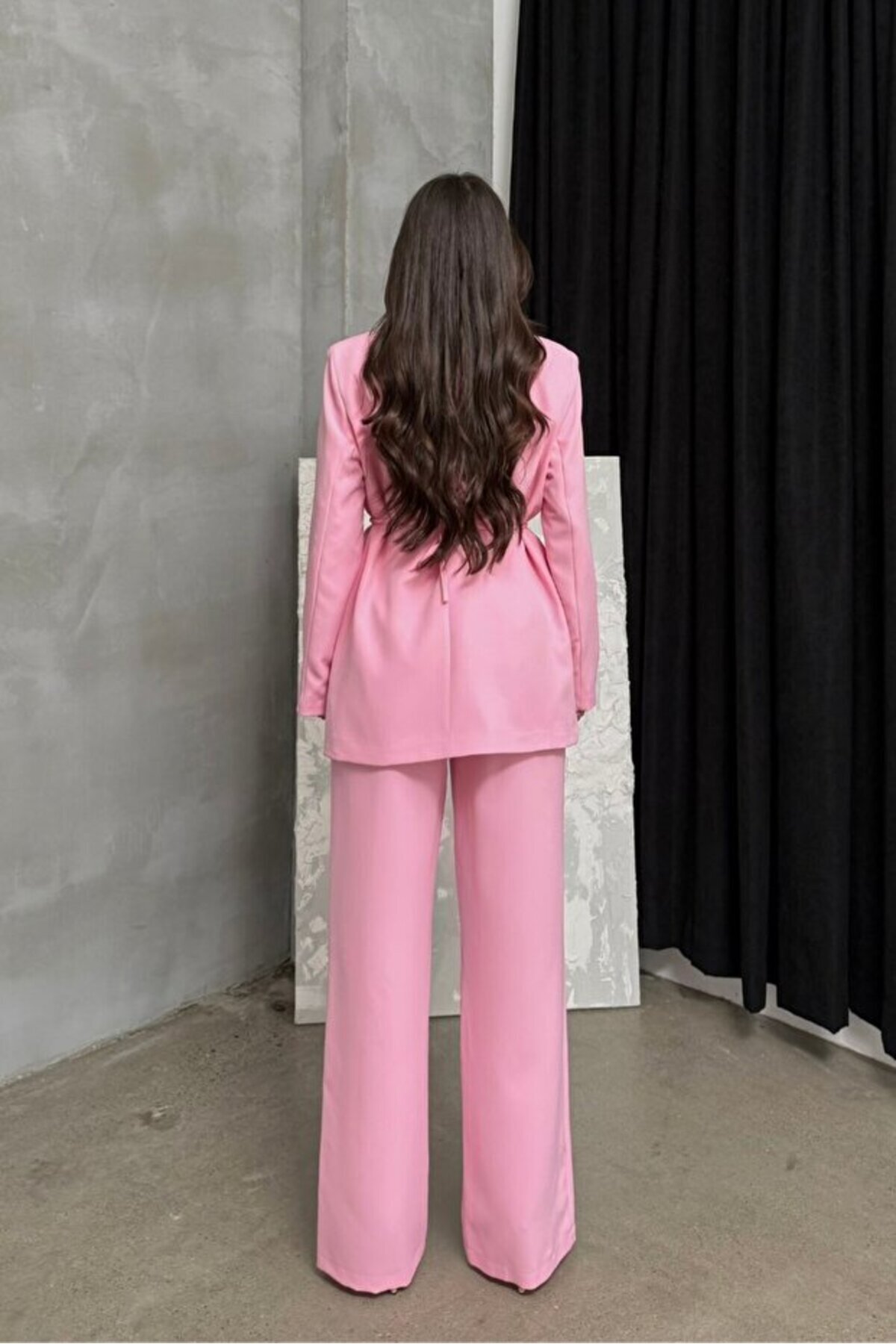 Women's Rose Accessory Detail Blazer and Trousers Set - Görsel 7