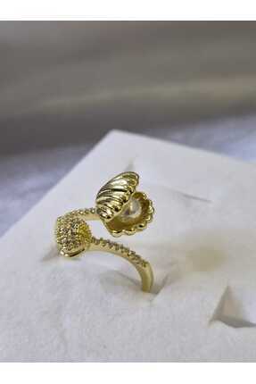 MY ESTA JEWELRY ZİRKON TAŞLI İNCİ KABUK YÜZÜK