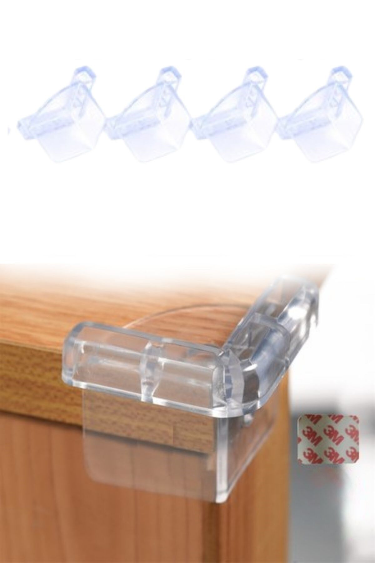 Leyaton BUFFER® 4 Adet Kendiliğinden 3M Yapışkanlı Yumuşak ve Esnek Yapıda Sehpa,Masa,Dolap Köşe Koruyucu Ap fotoğrafı 4 (önizleme)