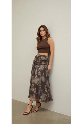 Masttoon Kahve Bel Detaylı Etek