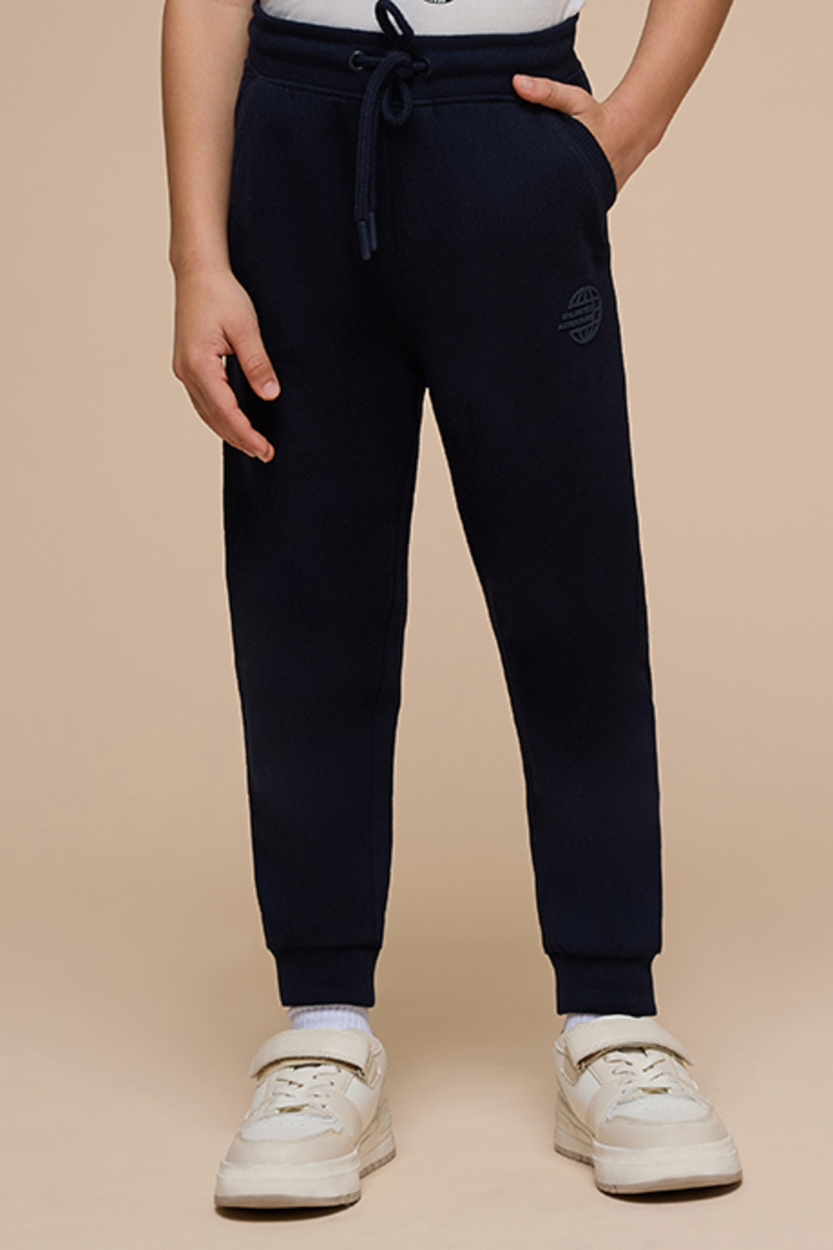 R&B Boy's Dark blue Printed Joggers with Drawstring Waist
