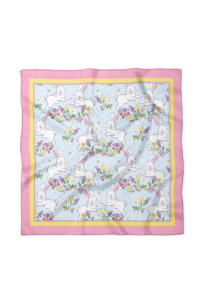 Sultan İpek Tavşan Desenli Fular / Bandana 50x50cm