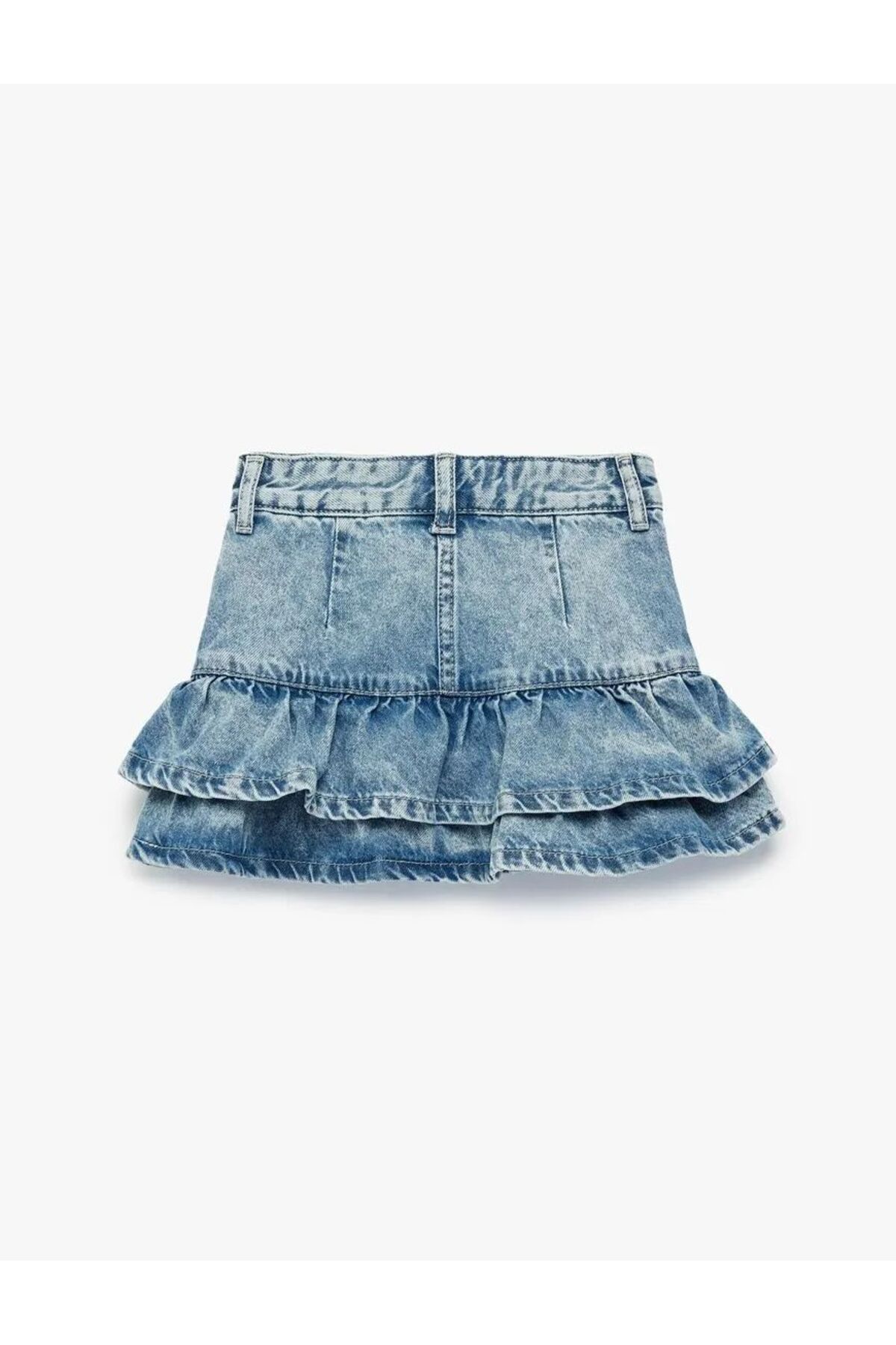 Koton  Pamuklu Kat Kat Fırfır Detaylı Cepli Mini Denim Etek - Görsel 2