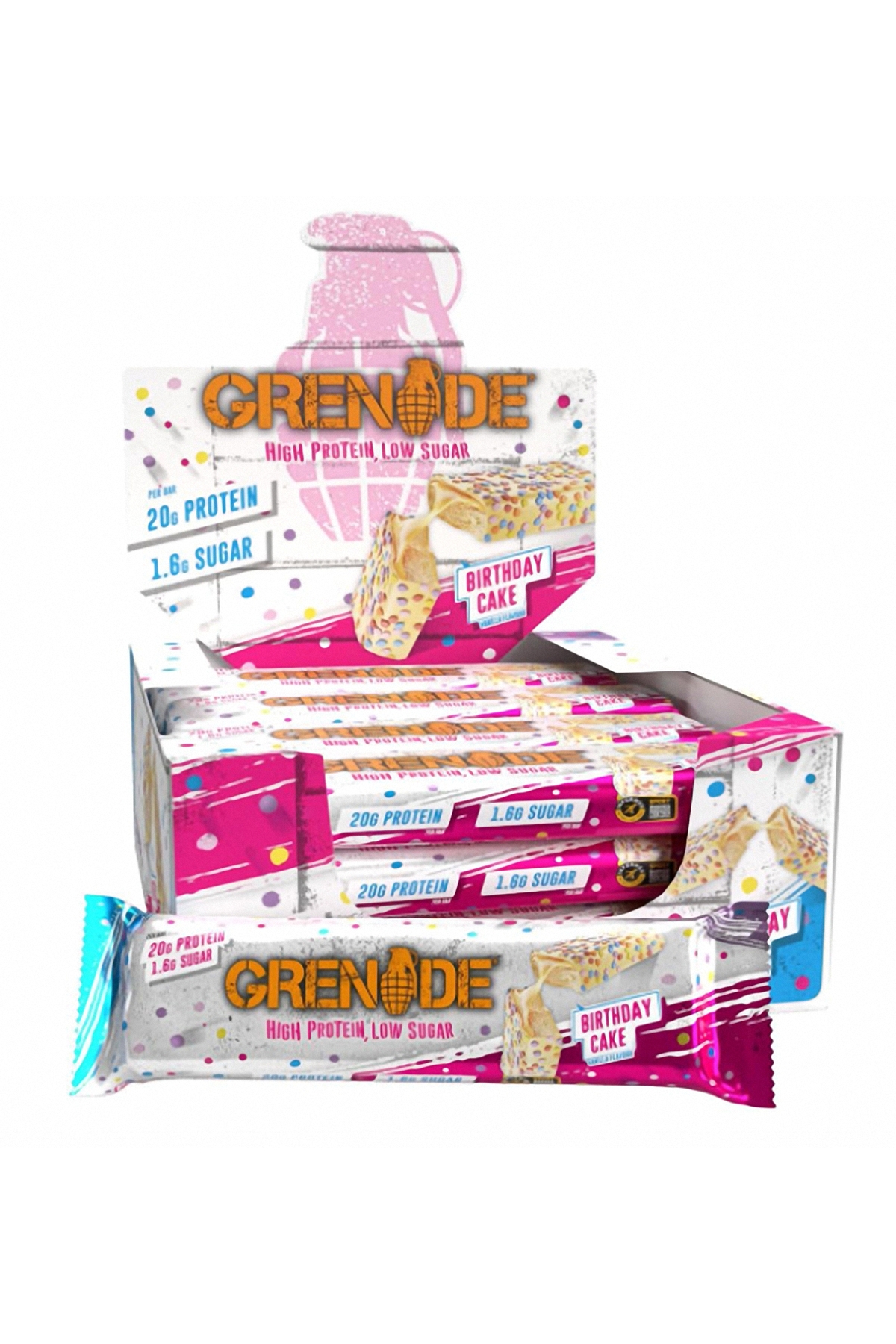 Grenade High Protein, Low Sugar Bar - Candy Bar Birthday Cake, 12 x 60 gr - Fiyatı, Yorumları
