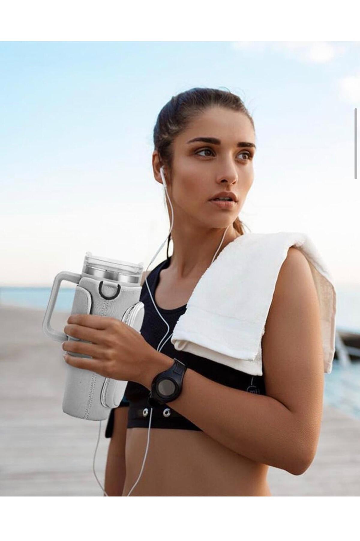 alisa Pipetli 0,89 Lt Termos Askılı Neopren Koruma Termos Kılıfı Çanta Ve Omuz Askısı Aksesuar görsel 7