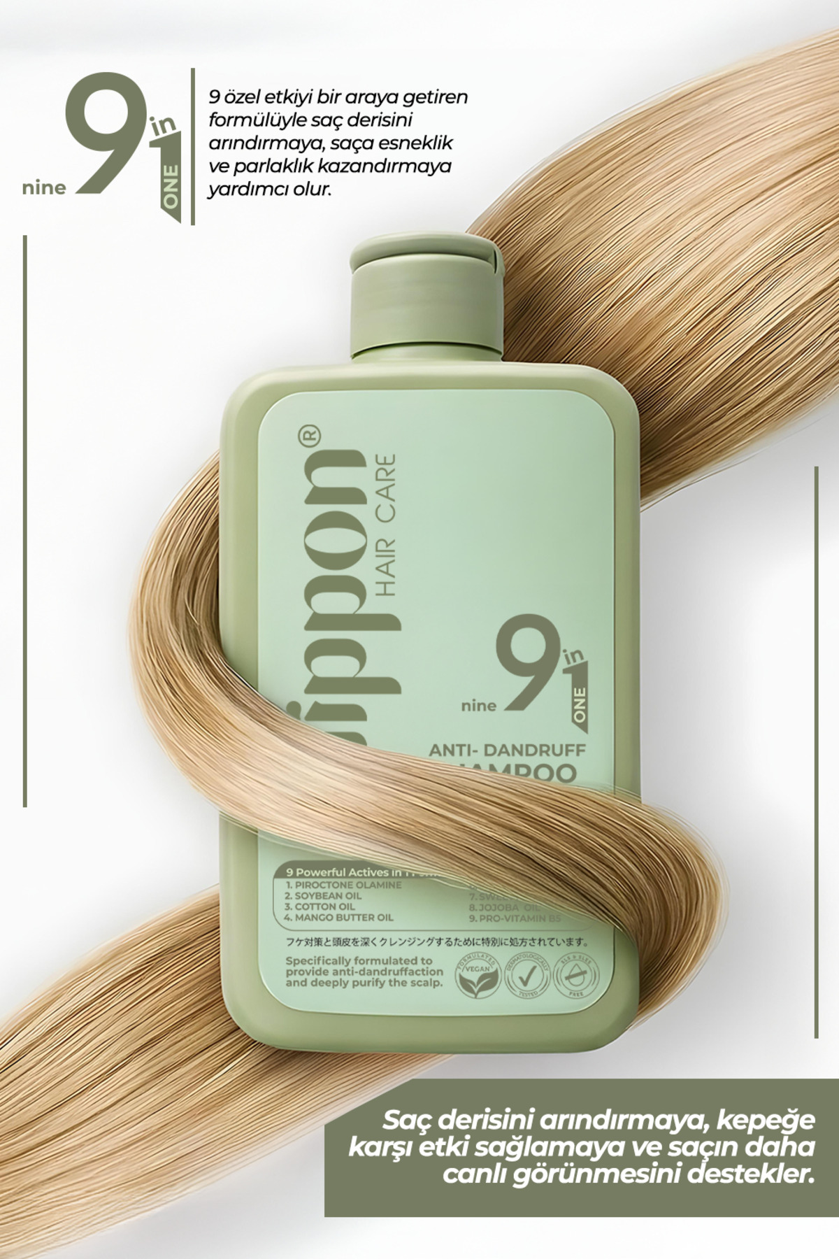 Kepek Karşıtı 9’u 1 Arada Saç Derisini Arındıran,Esneklik,Parlaklık Veren Besleyici Şampuan 400 ml — T8680923360195 — تصویر 2 از 6
