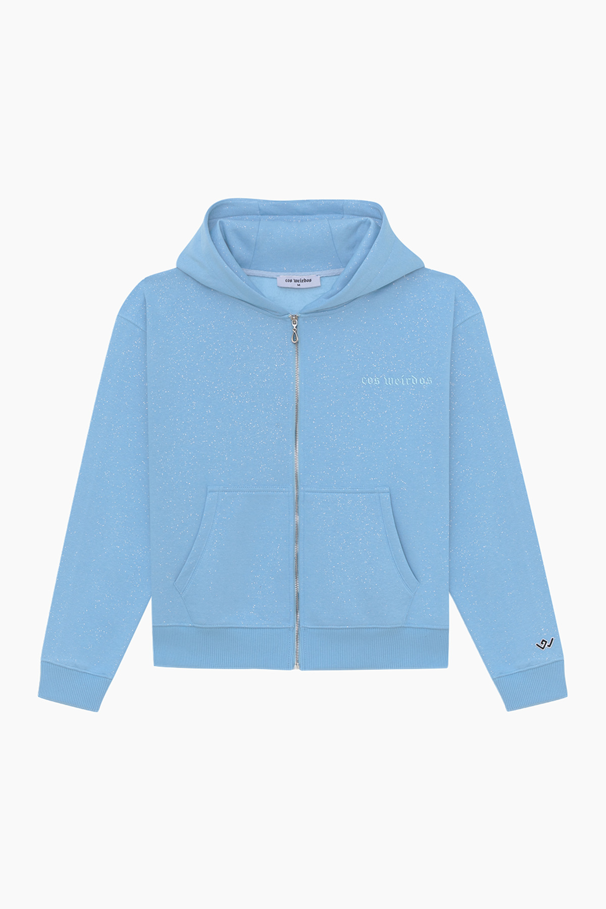 Cos Weirdos  AQUA shiny simli zipped hoodie fermuarlı sweatshirt