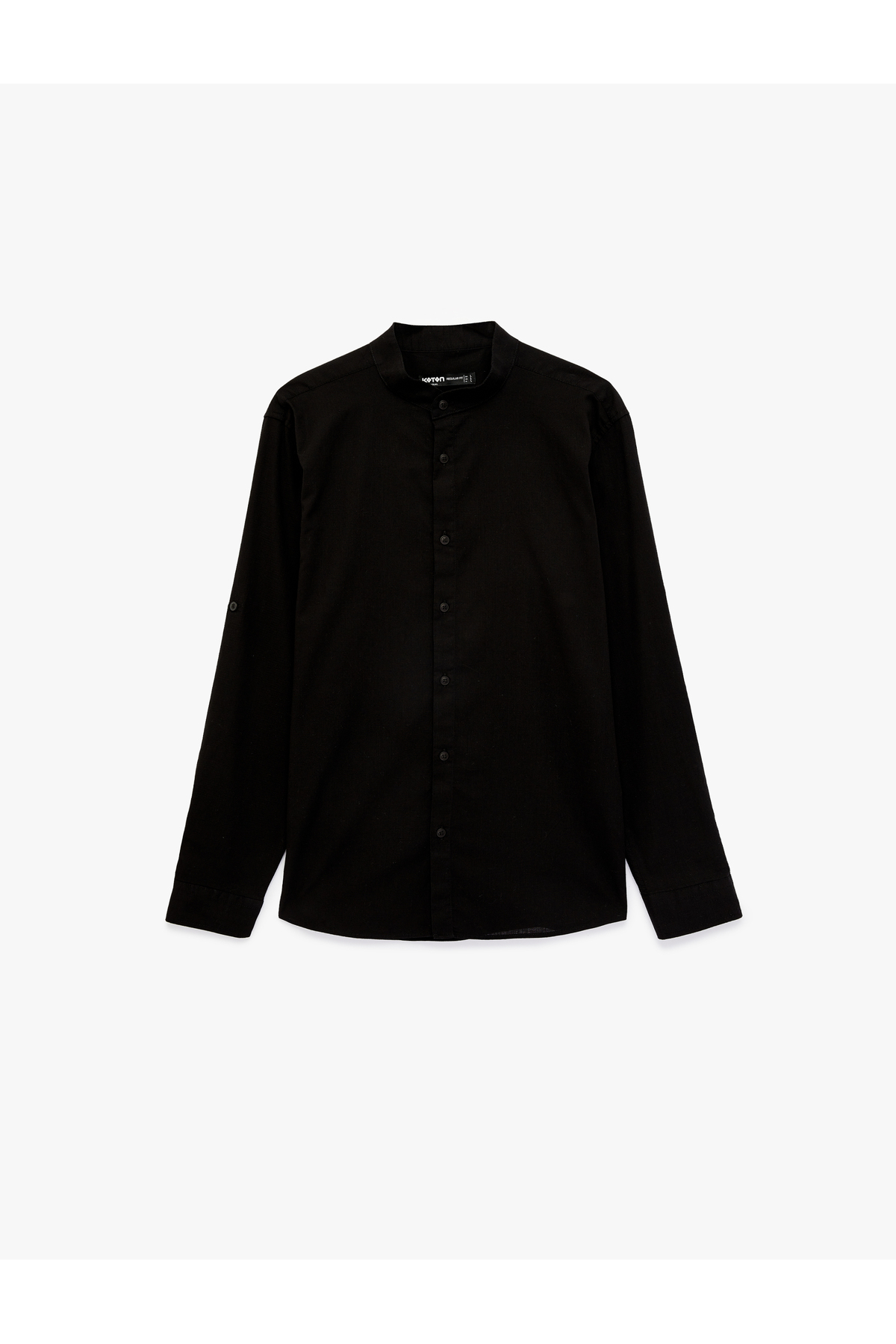 کوتون پیراهن نخی آستین بلند یقه ماندارین معمولی