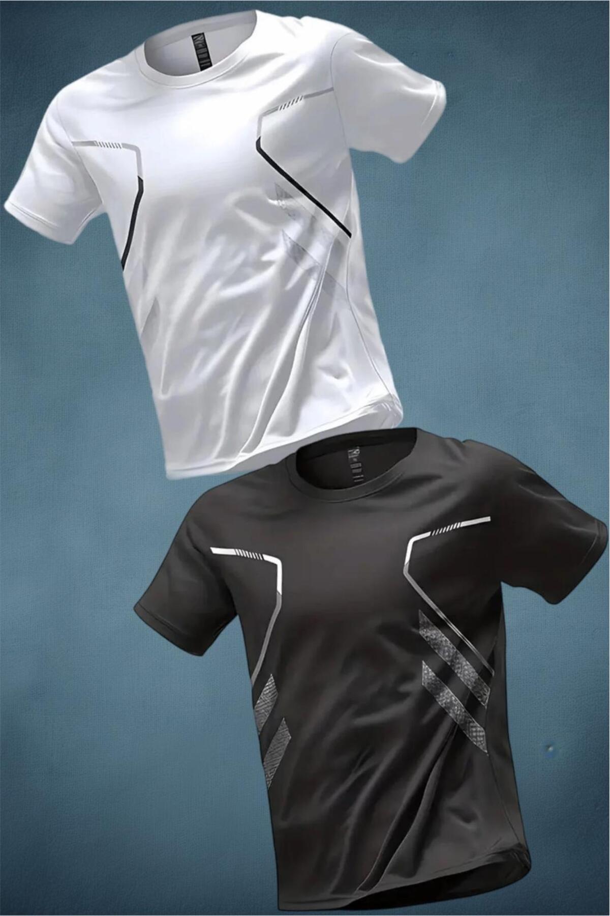 Fusto 2-Pack Men's Sports T-Shirt Breathable Quick-Drying Running & Fitness T-Shirt