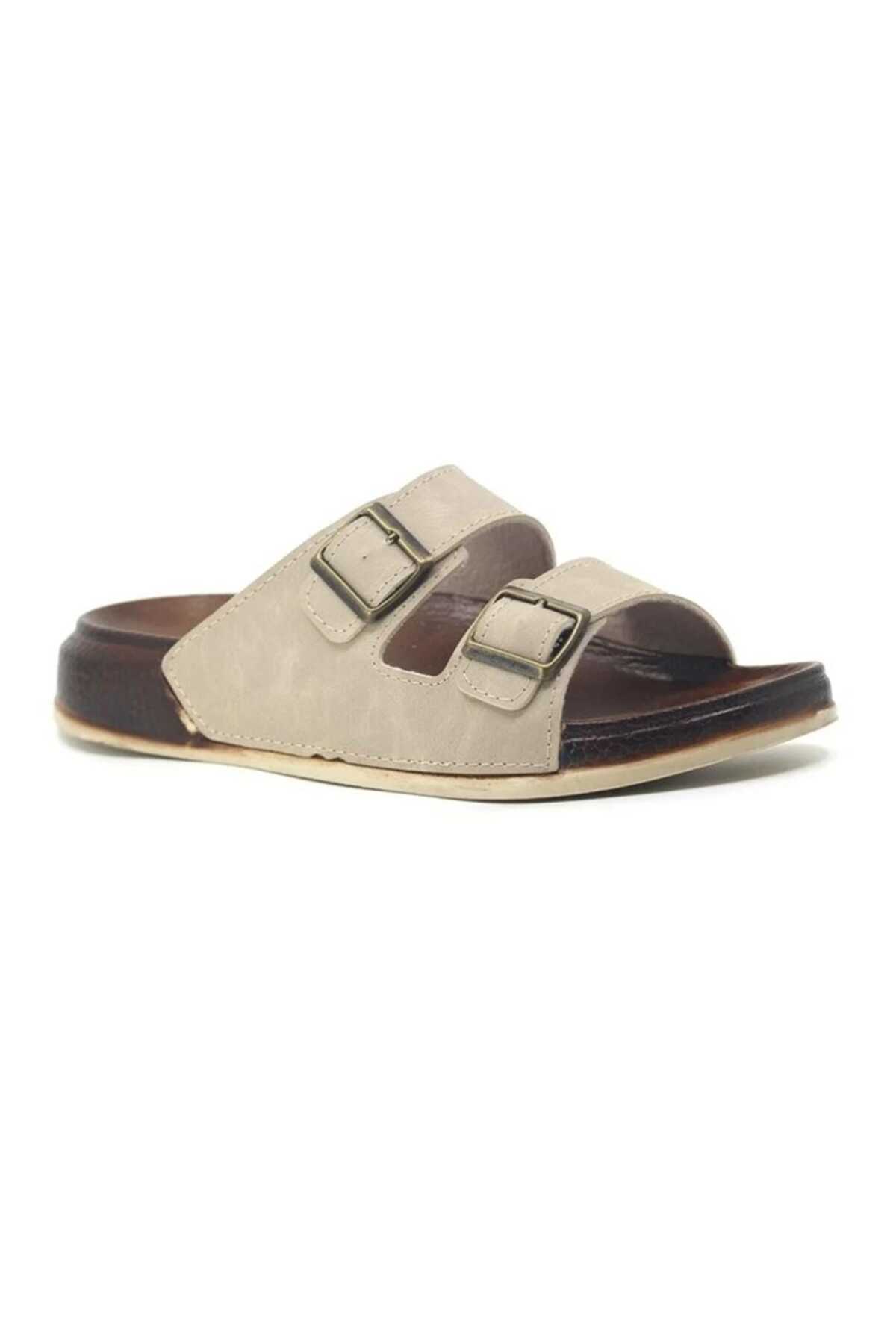 Orthopedic Casual Anti-Slip Sole Soft Leather Buckle Home Out Men's Slippers