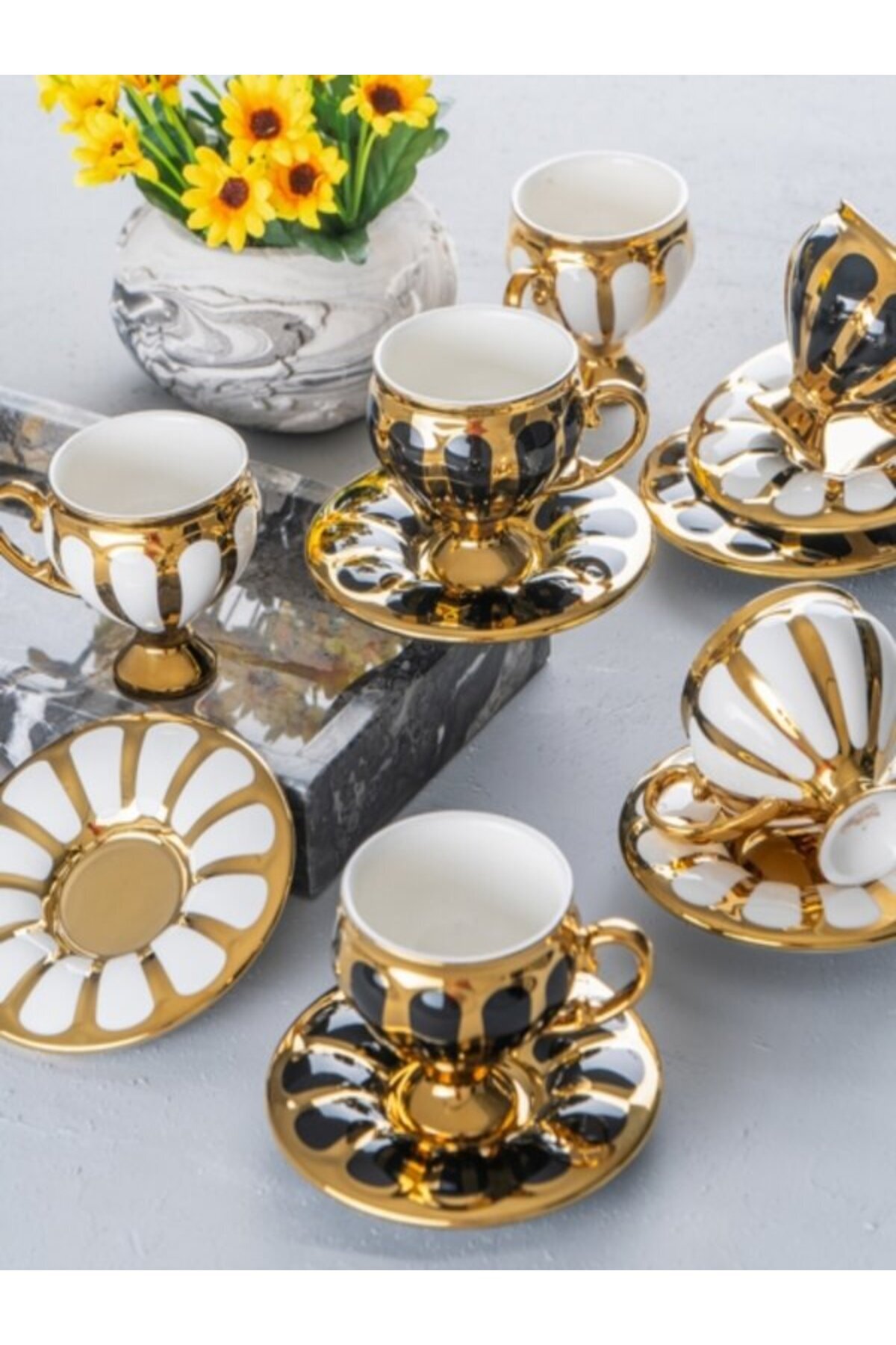 Saatistan 6 Kişilik Gold Kahve Fincan Takımı, 90 ml, şık ve modern ...