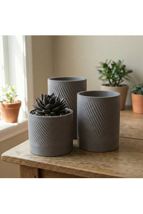 comes KUMRU Dekoratif Modern Minimalist 3D Tasarım Saksı - Gri - 8x16cm