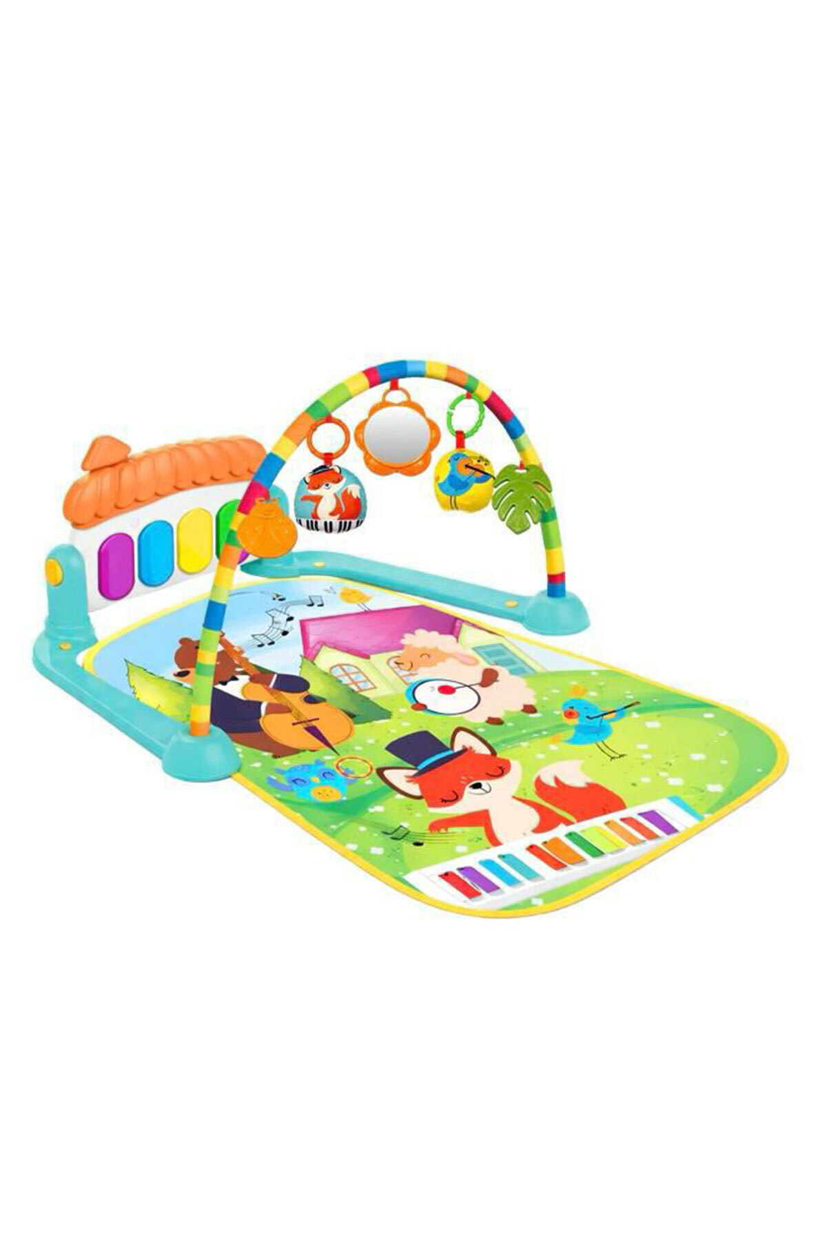 oruçoyuncak Piyanolu Aynalı Dişlikli Peluşlu Oyun Halısı Müzikli Jimnastik Merkezi Bultak set turuncu fotoğrafı 2 (önizleme)