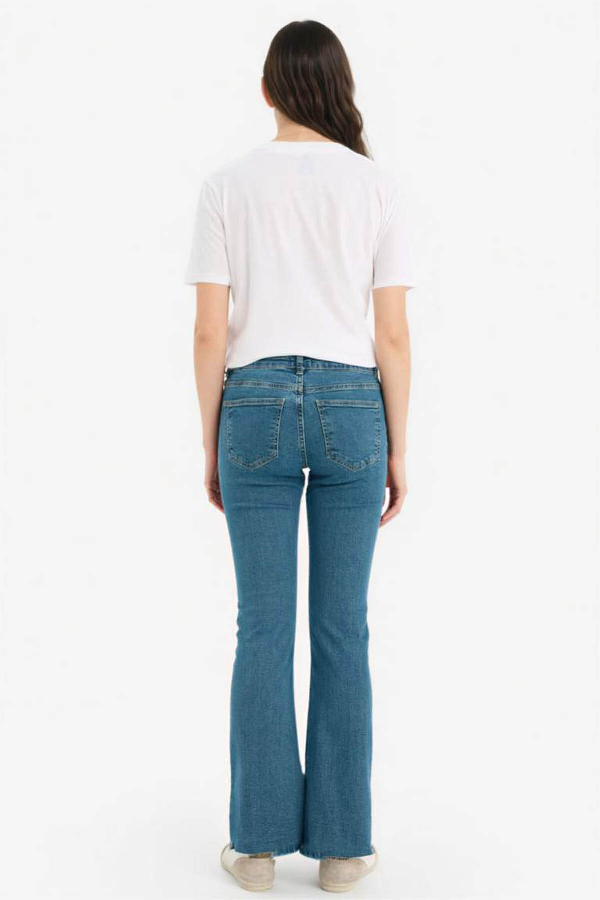 DeFacto Crop Flare Fit Düşük Bel Bilek Boy Jean Yıkamalı Pantolon G8024AX26SP görsel 5
