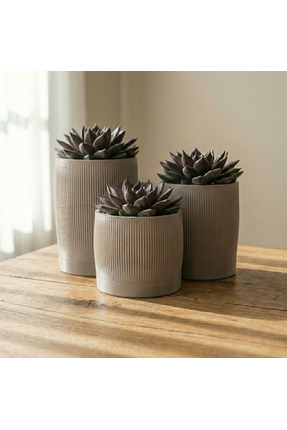 comes AZET Dekoratif Modern Minimalist 3D Tasarım Saksı - Gri - 8x16cm