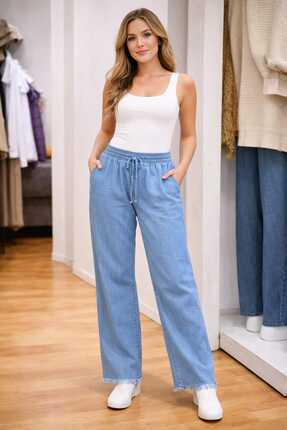 Liva Rahat Beli Bağcıklı Çift Cepli Paça Püsküllü Pantolon