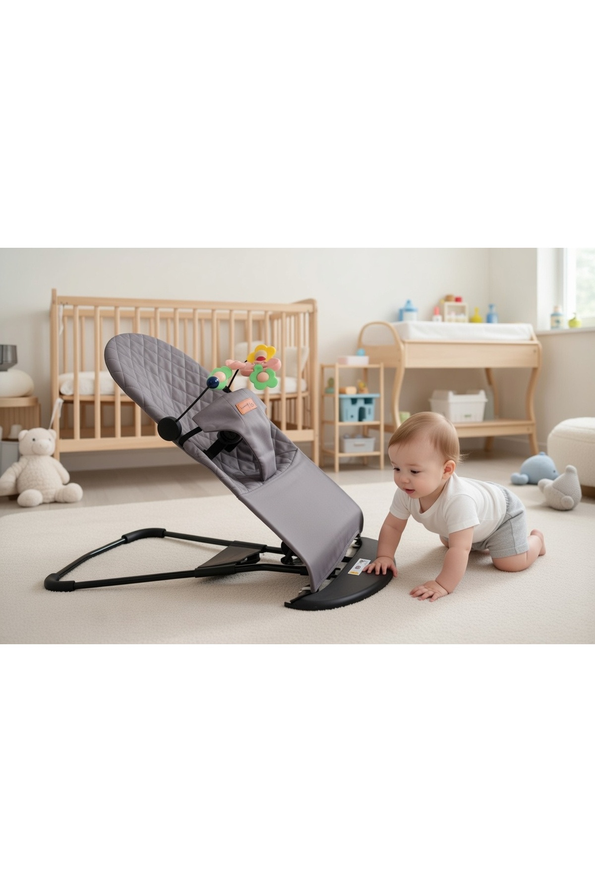 PURE & GLOW HOME Premium Cotton Üç Kademeli Sallanan Ana Kucağı Gri fotoğrafı 2 (önizleme)